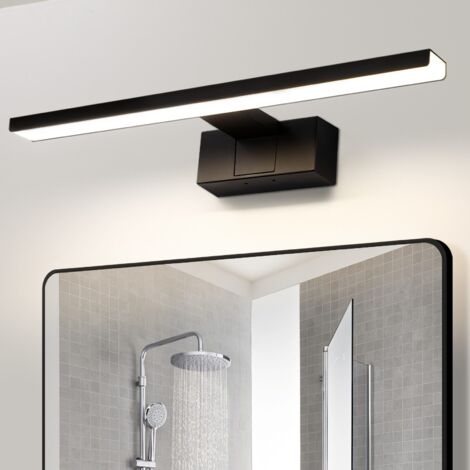 GBLY lampe miroir LED,IP44 lampe armoire, applique salle de bain Moderne, lumière blanche neutre 4000k MAX.12W, 60×5.1×12.8cm, noire