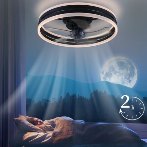 GBLY Ventilateur de plafond avec éclairage, silencieux, moderne à LED avec télécommande, dimmable 33 W,minuteur, plafonnier, ventilateur pour salon, salle à manger (couleur : noir, taille :50×50×8cm)