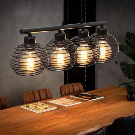 Gbly – Suspension de salle à manger noir – Lampe vintage rétro E27 en métal – Hauteur réglable jusqu'à 120 cm – Pour espaces modernes (1/5)