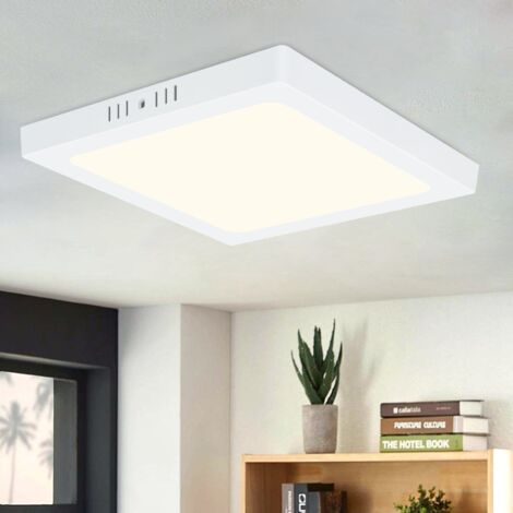 GBLY Plafonnier LED Plat Salle de Bain 18W - Plafonnier 4000K IP44 Lampe de Chambre Moderne Diamètre 23CM Lampe LED Carrée Blanc Neutre Blanc Étanche pour Couloir Cuisine Bureau Salon (1/5)
