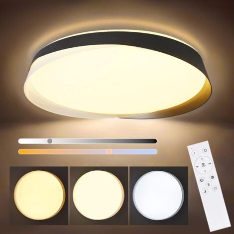 GBLY Plafonnier LED Plafonnier Salon - Lampe de Chambre à Coucher Dimmable Noir 36W Lampe de Salon avec Télécommande Éclairage de Plafond de Chambre Rond Moderne pour Cuisine Couloir Salle à Manger