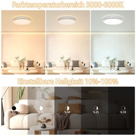 GBLY Plafonnier LED Plafonnier Chambre - Lampe de Chambre 23W Dimmable avec Télécommande Ø27cm Lampe de Cuisine Ciel Étoilé Éclairage de Plafond de Cuisine Moderne Rond pour Salon Couloir