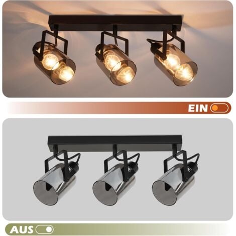 NETTLIFE Spot De Plafond 4 Flammes Plafonnier En Bois Noirs GU10 Orientable 350 Vintage 93543794