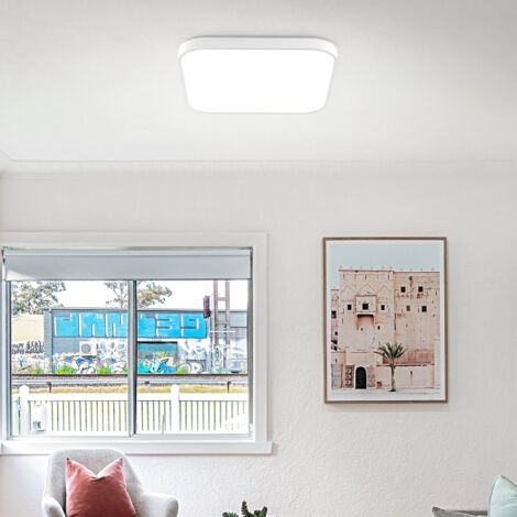 GBLY Plafonnier LED  - Lampe de Plafond Blanc LED 27 cm Lampe de Cuisine dimmable avec télécommande éclairage de Plafond de Salle de Bain Lampe de Salle de Bain carrée IP44 Lampe de Couloir 15W