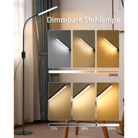 GBLY Lampadaire LED Lampe de Lecture - Lampadaire 178 cm Lampe de Bureau à intensité Variable Chambre à Coucher Noir Touche Moderne 9 W Lampadaire de Lecture avec minuterie et Fonction mémoire