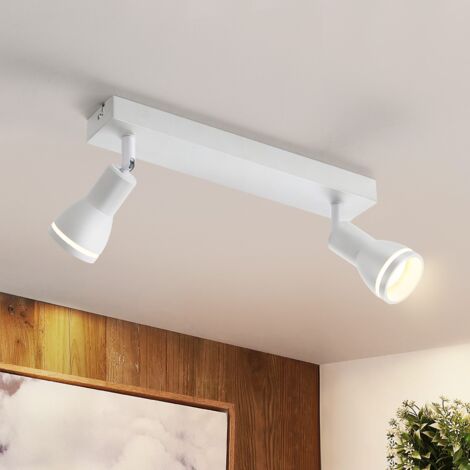 GBLY Plafonnier Blanc Couloir : 2 Spots de plafond Métal GU10 Spots Couloir Pivotant Spots muraux Intérieur pour cuisine bureau salon chambre à coucher, Sans ampoules