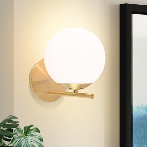 Applique murale intérieure -GBLY Lampe murale moderne en verre doré, design de lampe de couloir E27, lampe de chevet, lampe de nuit, éclairage mural pour couloir,salon,chambre d’enfant - Sans ampoule
