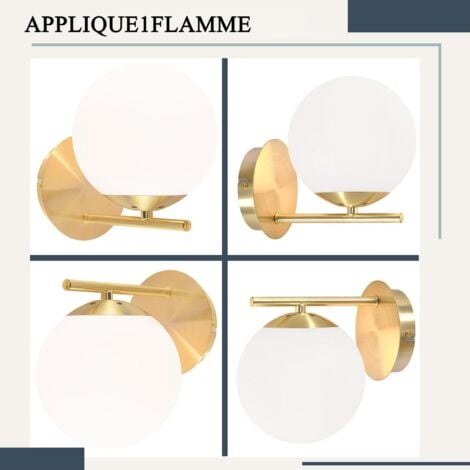 Applique murale intérieure -GBLY Lampe murale moderne en verre doré, design de lampe de couloir E27, lampe de chevet, lampe de nuit, éclairage mural pour couloir,salon,chambre d’enfant - Sans ampoule