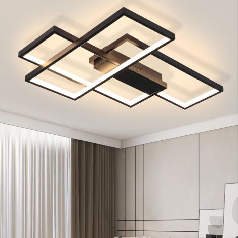 GBLY Plafonnier LED, Plafonniers LED Modernes avec 3 Carrés, 674710cm Éclairage de Plafond 35W Métal Lampe de Plafond Applique Murale pour Salle à Manger Salon Étude Bureau, Noir , 3000K (1/5)