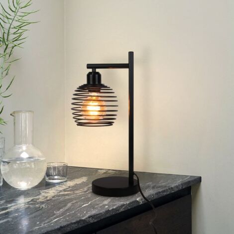 Lampe de table,GBLY design rétro industriel,  éclairage salon & chamber, lampe de chevet, douille E27, noir, sans ampoule - 2ER