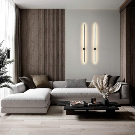 Applique murale LED d'intérieur -GBLY Lampe de couloir moderne - Lampe d'escalier design - Blanc chaud 3000 K - Lampe de cuisine - Éclairage mural indirect - 100 cm, noire,2ER