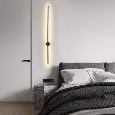 Applique murale LED d'intérieur -GBLY Lampe de couloir moderne - Lampe d'escalier design - Blanc chaud 3000 K - Lampe de cuisine - Éclairage mural indirect - 100 cm, noire,2ER