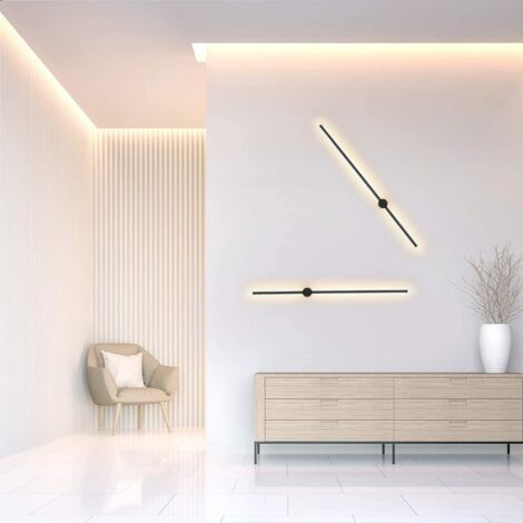 Applique murale LED d'intérieur -GBLY Lampe de couloir moderne - Lampe d'escalier design - Blanc chaud 3000 K - Lampe de cuisine - Éclairage mural indirect - 100 cm, noire,2ER