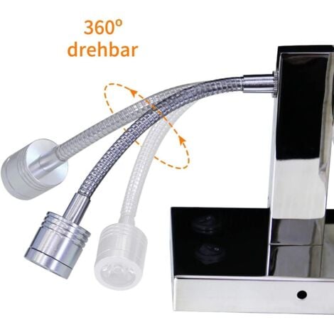 GBLY Applique de chevet ,2ER moderne E27 2W Liseuse, Applique Murale Intérieure avec Flexible LED Liseuse, éclairage intérieur, sans ampoule