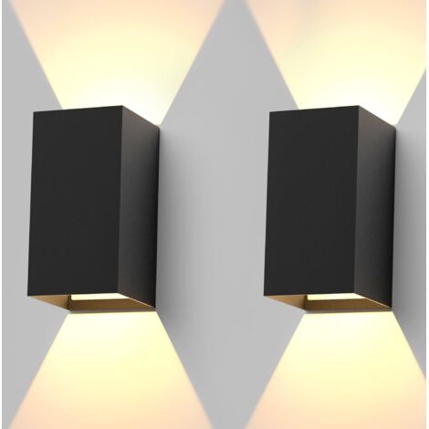 Applique murale LED  intérieure lot de 2 appliques murales extérieures GBLY éclairage mural noir  5W lampe spot mural IP65 lumière extérieure 3000K blanc chaud pour mur de maison jardin