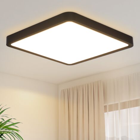 GBLY Plafonnier LED Plat - 23CM Lampe de Salle de Bain 18W Lampe de Couloir Éclairage de Plafond Chambre Lampe de Cuisine Carrée Plafond pour Salle de Bain Cuisine Couloir-3000K, Noir (1/5)