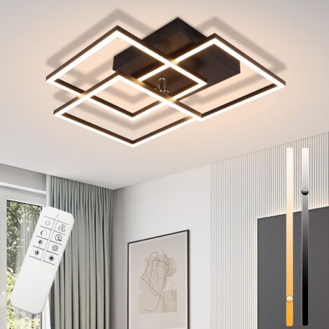 Plafonnier LED 35w Noir Lampe De Salon Dimmable Avec Télécommande Design Moderne - Spot et plafonnier