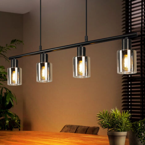 GBLY Lampe Suspendue Salon Vintage Noire 1 Flamme - Lampe Industrielle E27 Pour Table à Manger