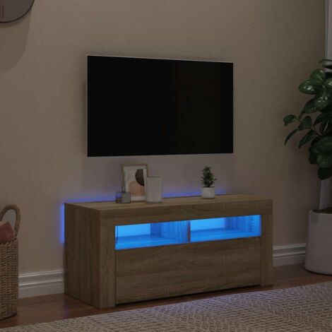 GBLY Meuble TV avec lumières LED chêne sonoma 90x35x40 cm (1/5)