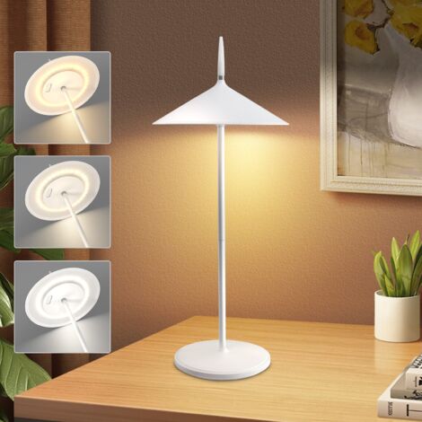 GBLY Lampe de table d'appoint rechargeable sans fil - Lampe de chevet Led 1800mAh rechargeable, touch dimmer, design moderne blanc, lampe d'extérieur IP44 étanche avec USB (1/5)