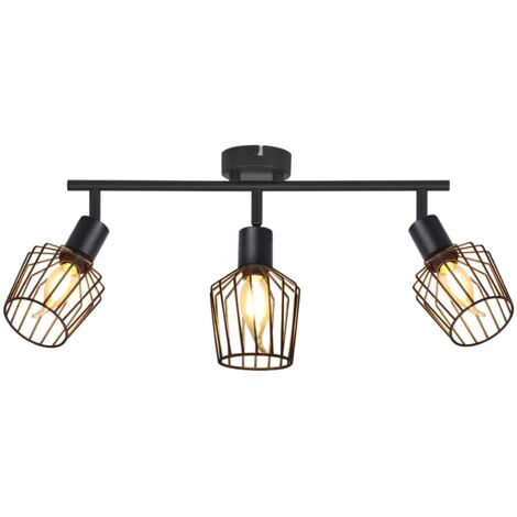 GBLY Plafonnier Spot E14 3 Flammes - Plafonnier Noir Métal Rotatif Pivotant Spot Salon Lampe pour Couloir Salle de Bain Cuisine Chambre (1/5)