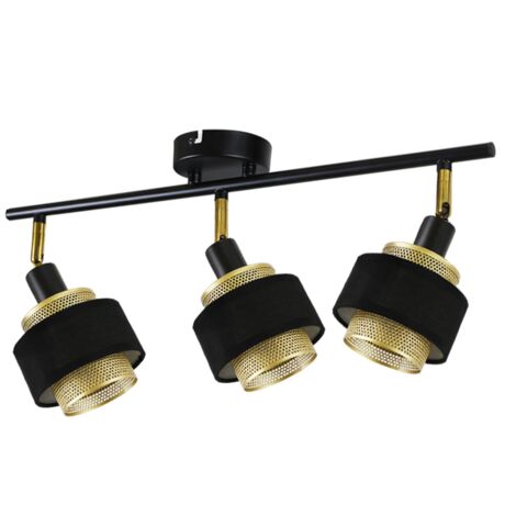 DINGLILIGHTING Plafonnier 3 Spots Orientables Métal Noir - Design Rétro Vintage E14 Pour Salon Et Chambre