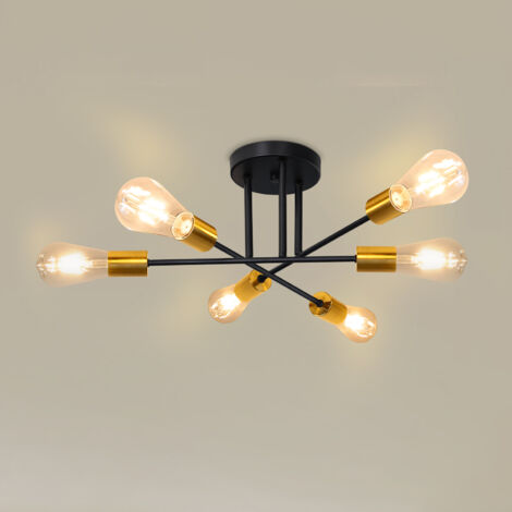 CBLY Plafonnier industrielle Vintage,  Lustre de plafond vintage avec 6 lumières E27 noir rétro pour chambre à coucher, salon, ampoule non incluse (1/5)