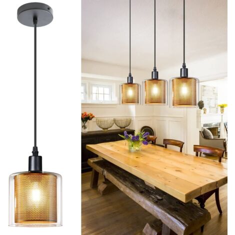 Suspension Vintage 4 Lampes Poutre Bois 80cm - Lampe Industrielle Réglable Pour Salle à Manger & Cuisine