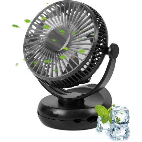 GBLY Ventilateur de table 10 000 mAh, batterie, silencieux, à clip, petit ventilateur USB, portable, ventilateur de camping avec lumière LED, ventilateur de tente rechargeable 3 en 1, 4 vitesses (1/5)