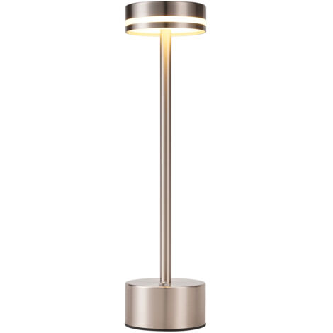 GBLY Lampe de table à LED sans fil, à intensité variable, rechargeable par USB-C, tactile, dorée, idéale pour la chambre, la salle à manger ou le bureau (argent, lot de 2) (1/5)