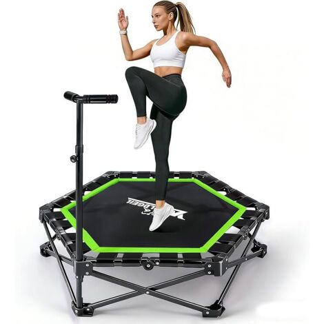 Trampoline Fitness Pliable DH FitLife – Diamètre 121 Cm, Poignée 3 Niveaux (122-138 Cm), Charge 150 Kg, Silencieux, Sans Montage
