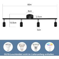 Plafonnier 4 Spots Orientables LED Nickel Mat – 4x6W GU10 2700K Blanc Chaud Inclus – Lumière Pivotante Cuisine & Chambre