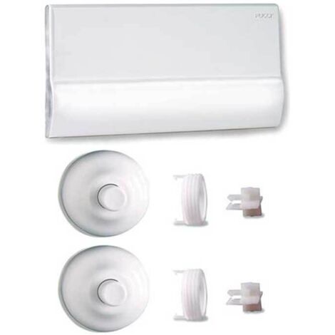 Placca per scarico WC con due bottoni bassi in materiale sintetico bianco – Finitura rame – Dimensioni 33x16,5 cm – SKU 80007520 – Pucci (1/3)