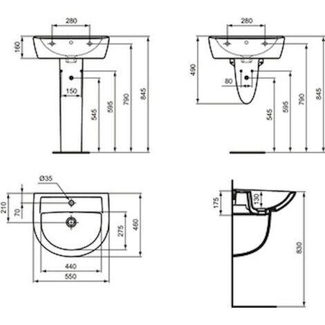 DOLOMITE Quarzo lavabo 1 foro 55x46 - colonna NON INCLUSA codice prod: E882101