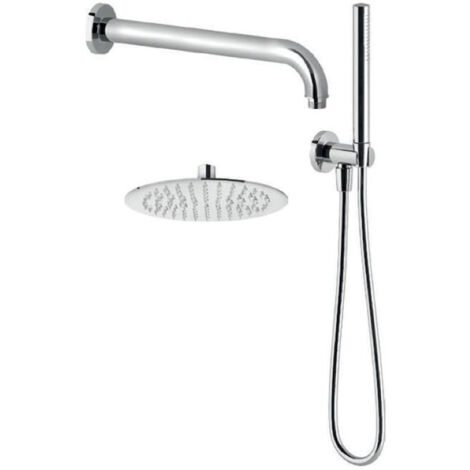 PONSI Kit doccia tondo con soffione ø 200, braccio doccia 285 mm, supporto doccia, presa d'acqua e docccet codice prod: BN KIT C KI15