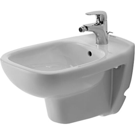 D-CODE bidet sospeso con troppopieno, piattaforma per rubinetteria, 355 x 545 mm bianco DURAVIT