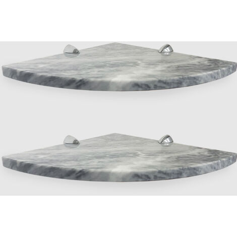 ALEDA STONE Quick Shelf 2 Mensole Angolari In Marmo Naturale Bardiglio Mat Cm 22,9 Con 4 Reggimensola Codice Prod Bara2qma15 88552522
