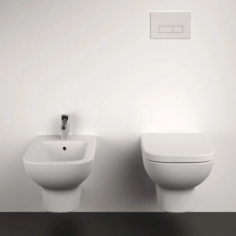 IDEAL STANDARD I.Life A wc sospeso+bidet sospeso+sedile avvolgente con chiusura rallentata codice prod: T453101 T452301 T452401