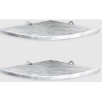 ALEDA STONE Quick Shelf 2 mensole angolari in marmo naturale bianco carrara mat cm 22,9 con 4 reggimensola codice prod: BCAA2QMA15