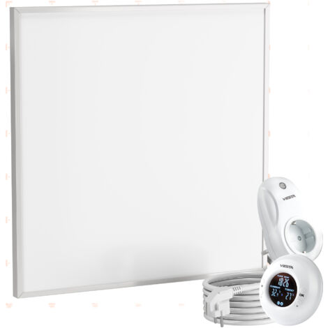 VIESTA® Infrarot Wandheizung mit Thermostat [FERNBEDIENUNG + WIFI STEUERUNG] – Infrarotheizung Kassettendecken – Carbon Crystal Infrarot Paneel App steuerbar – TH20 Funk - 60x60 cm - 360 W
