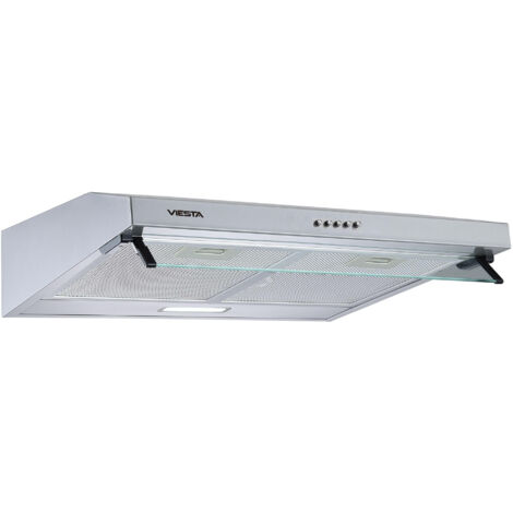 VIESTA® VDU6080SR Unterbau-Dunstabzugshaube 60 cm Edelstahl mit Glasschirm, LED-Beleuchtung, 3 Stufen, Abluft- & Umluftfunktion, Energieklasse C