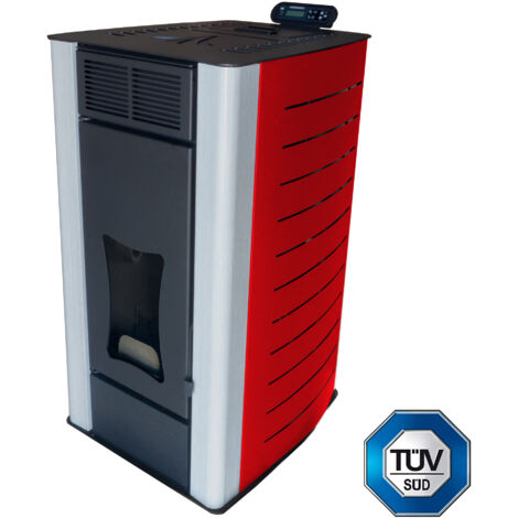 NEMAXX® Pelletofen P18 - Pelletheizung mit 18 kW – Pelletofen [WASSERFÜHREND] – Pelletofen Elektrokamin Wifi Ready – Pelletofen mit hoher Wärmeabgabe & Überhitzungsthermostat – Rot