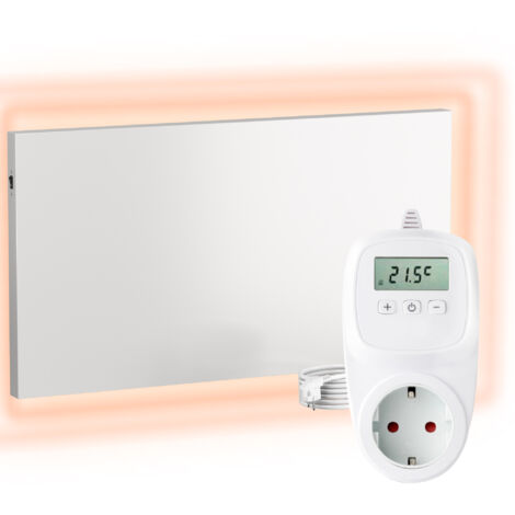 VIESTA® Infrarot Wandheizung mit Thermostat [FERNBEDIENUNG + WIFI STEUERUNG] – Infrarotheizung Wandmontage Heizkörper – Carbon Crystal Infrarot Paneel App steuerbar – (Modell TH12 WIFI - 400W)