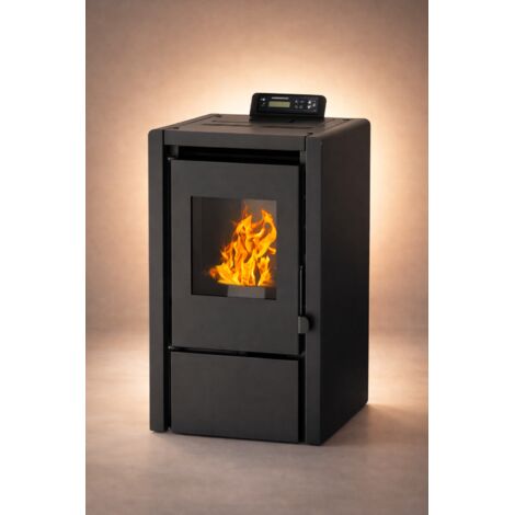 NEMAXX® PC5 Pelletofen 5,3 kW A+ bis 120 m³ – Chrono & ECO-Modus, WiFi Ready (App optional), Display & Fernbedienung, Unterdruck-Verbrennung, Überhitzungsschutz & Autoabschaltung – Schwarz