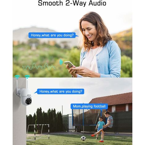 Caméra de Surveillance WiFi Extérieure 5MP, 360° PTZ Caméra IP avec Suivi Automatique, Vision Nocturne Couleur 30m, Audio Bidirectionnel, Alerte Instantanée, Détection de Mouvement, ANRAN P3 Max Blanc