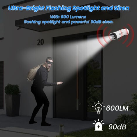 ANRAN Kit Caméra de Surveillance Sans Fil ,Vidéosurveillance,2 caméras batteries solaires 4MP,1 station 4CH avec 64GB carte sd