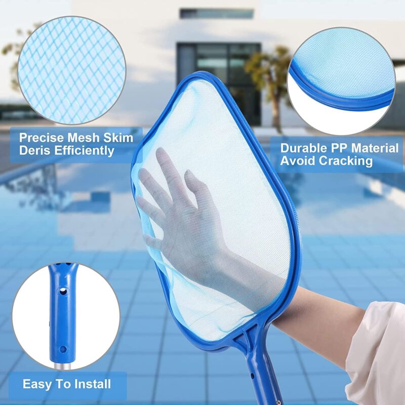 O-Kinee Kit Épuisette De Fond Piscine Avec Manche Télescopique 1,2m