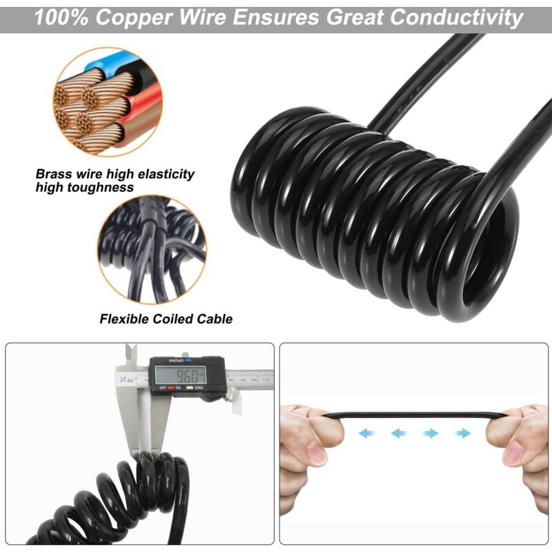 XUEYI Rallonge Remorque 1,5M - Adaptateur 7 à 13 Broches Pour Voiture, Caravane Ou Camion