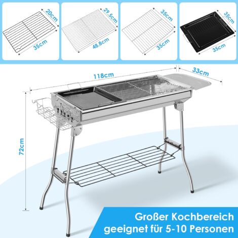 Barbecue Au Charbon De Bois Rectangulaire En Acier Inoxydable Sur Piédestal Pliant Barbecues Et