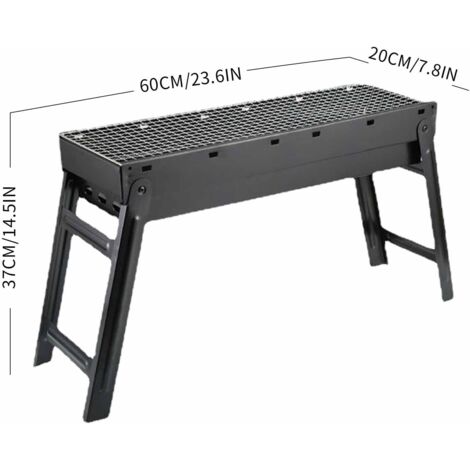 Barbecue Charbon De Bois Portable Et Pliable - 100x18x80 Cm - Alliage Zinc-fer - Idéal Jardin, Terrasse, Camping